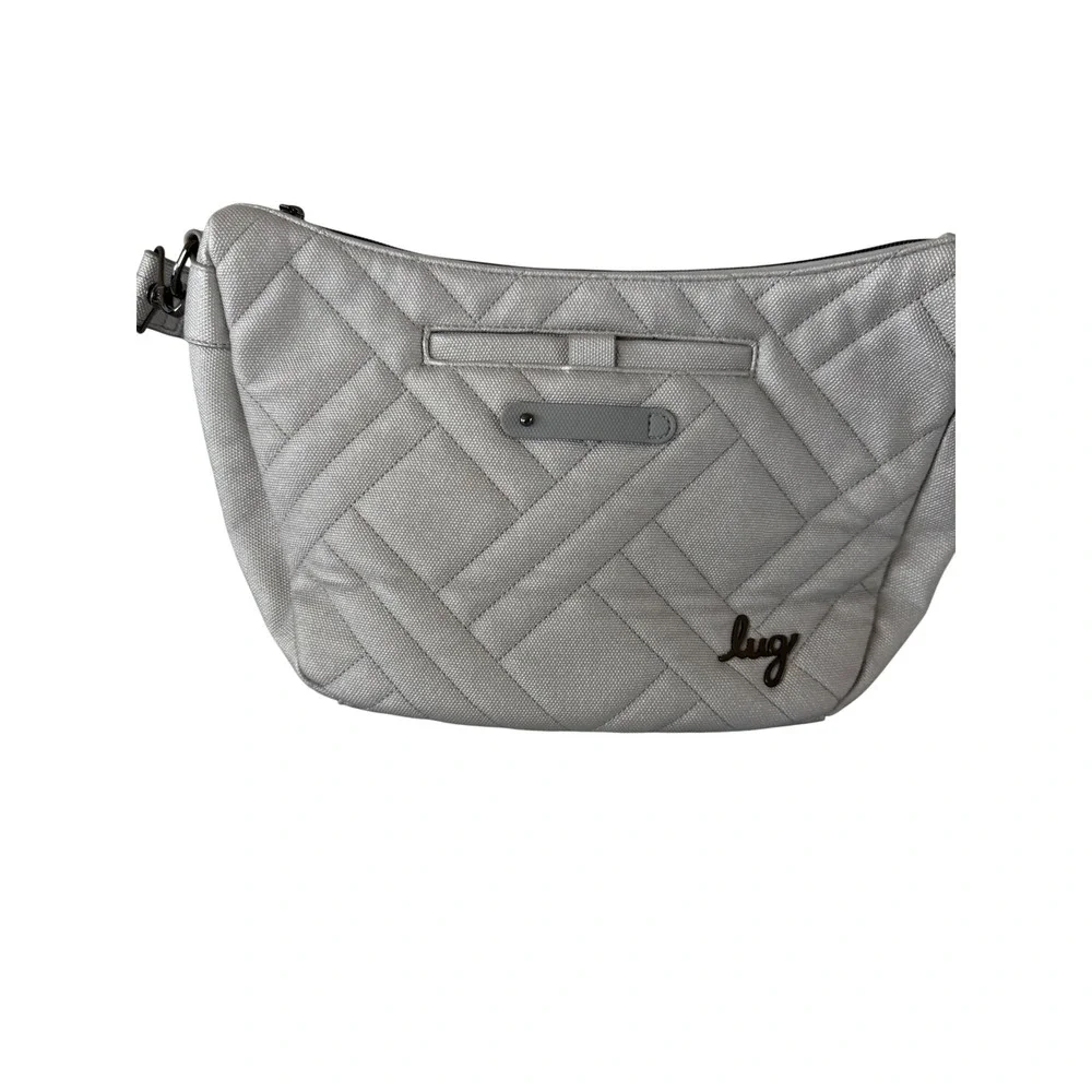 Lug Harmony Metallic Silver Quilted Crossbody Bag Shoulder‎ Purse Organizer